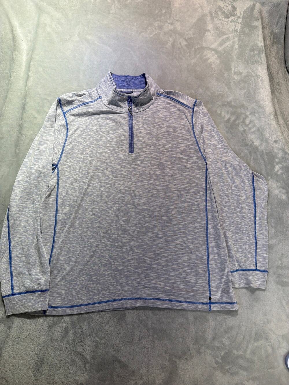 Tommy Bahama IslandZone Rialto Beach Half Zip Pullover Gray heather blue